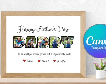 Daddy Photo Collage Template, Father’s Day Gift for Dad, Editable Canva Template (Digital Download)