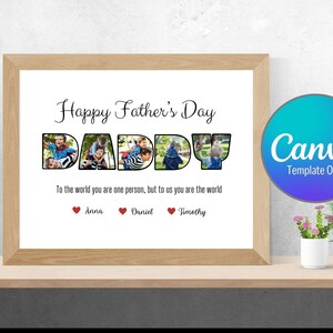 Daddy photo collage, gift idea for dad, first Father&#39;s Day, new dad gift idea, personalised birthday gift, photo gift, Canva template only