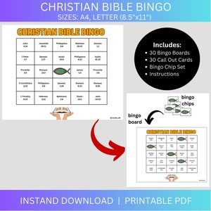 Bingo Cristiano / Juegos Bíblicos / Cristianismo Impreso / Versículo Bíblico Cristiano / Juegos en Grupo / Juegos Cristianos / Estudio Bíblico Imprimible