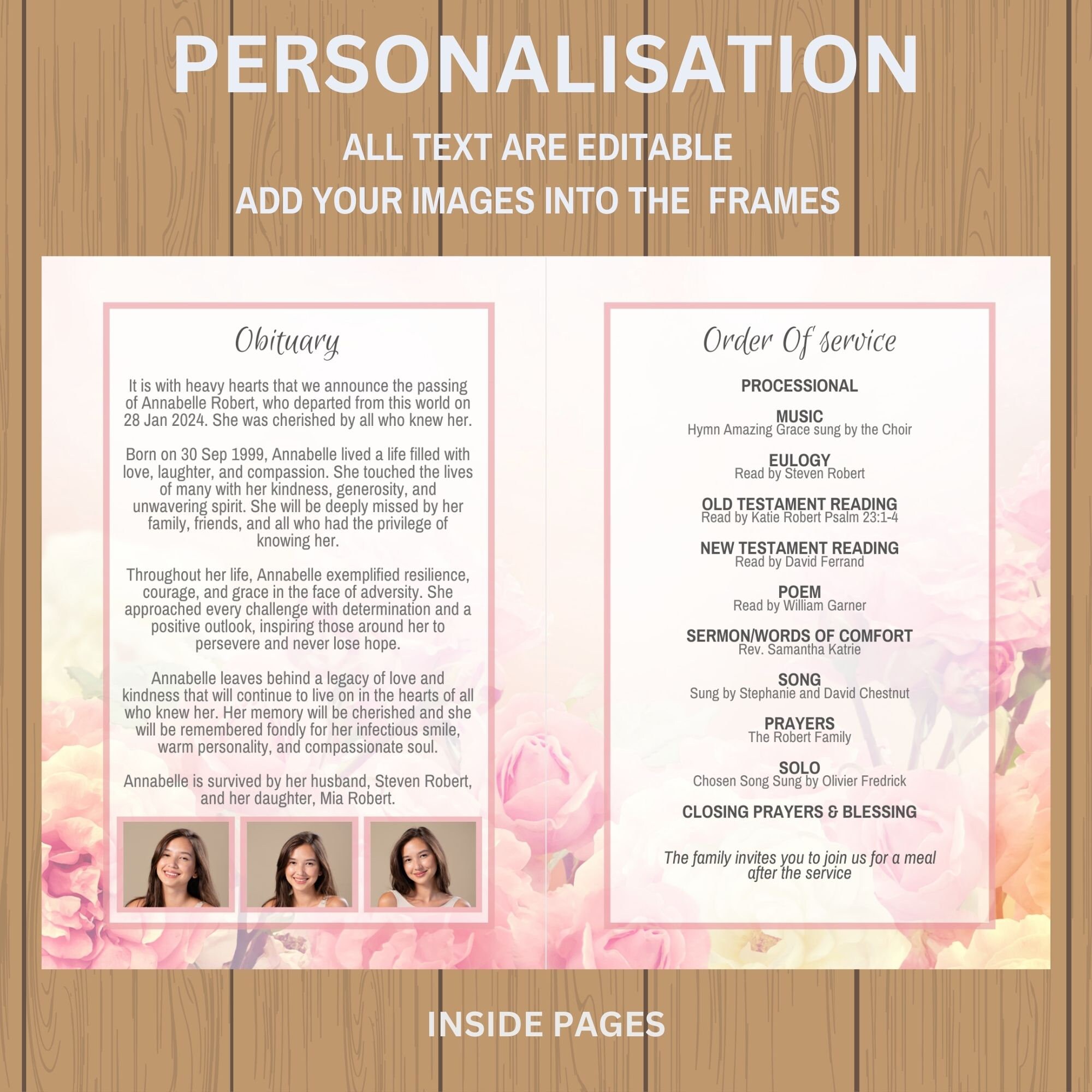 Rose Program Application Sample Rose Garden Funeral Program Template, Celebration of Life (canva ...