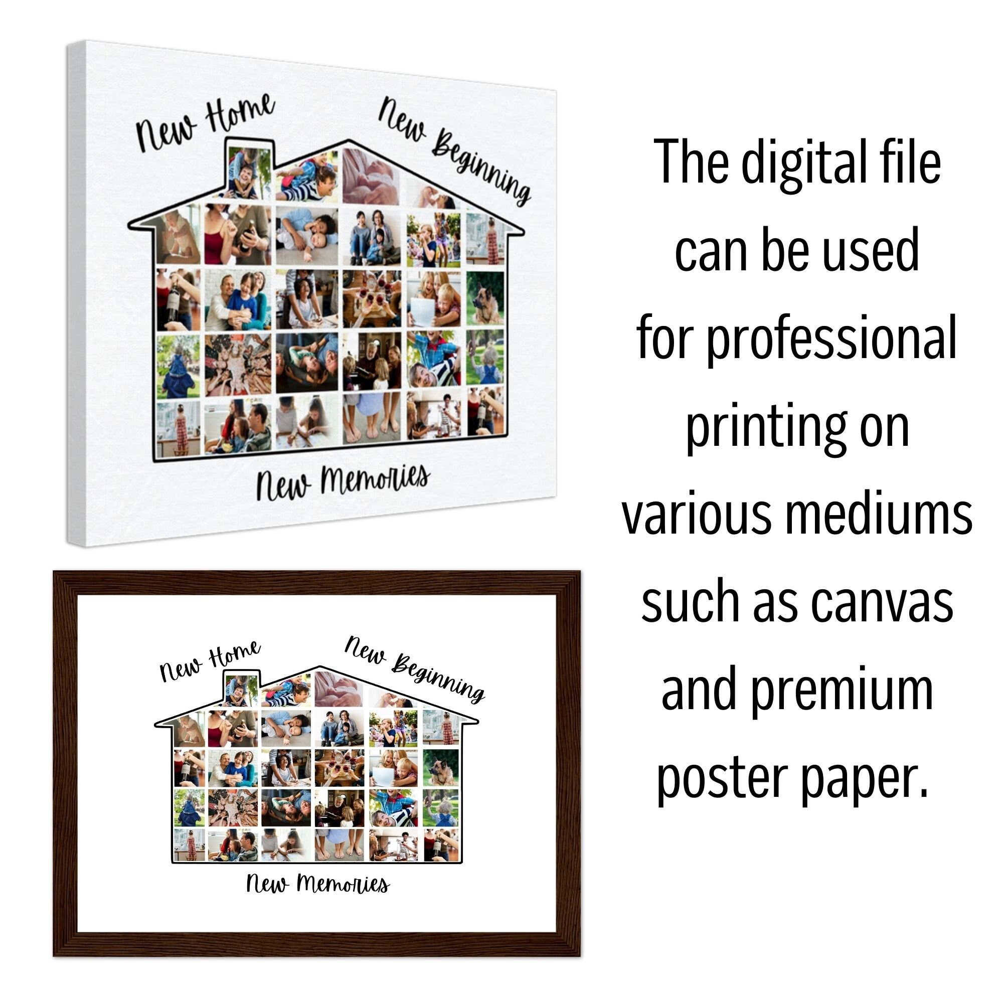Housewarming Photo Collage Template, Custom New Home Gift, Editable ...