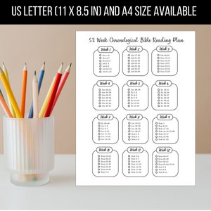 52 Week Chronological Bible Reading Plan, Printable Tracker, Faith ...