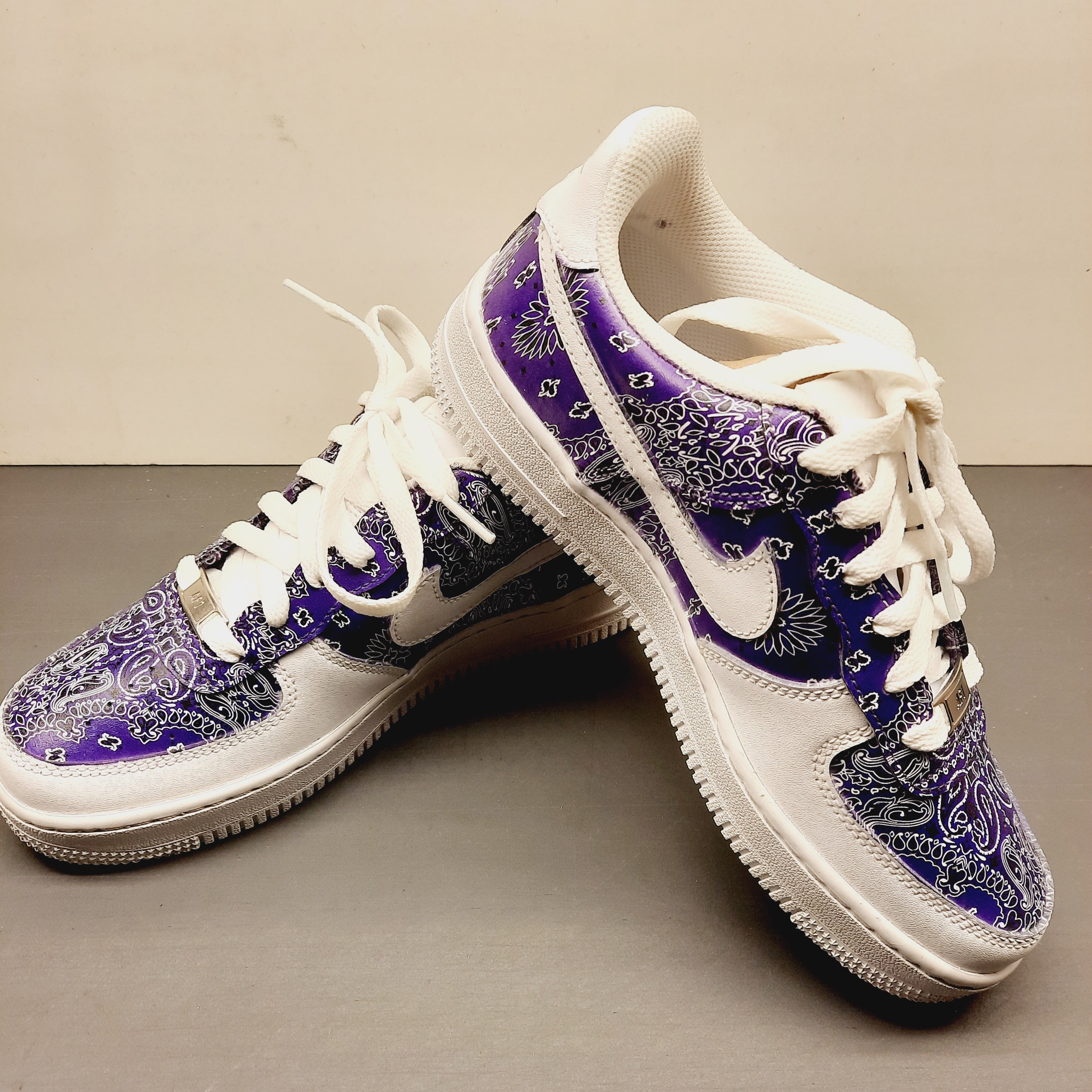 Custom Nike Air force 1 Purple bandana design | Etsy