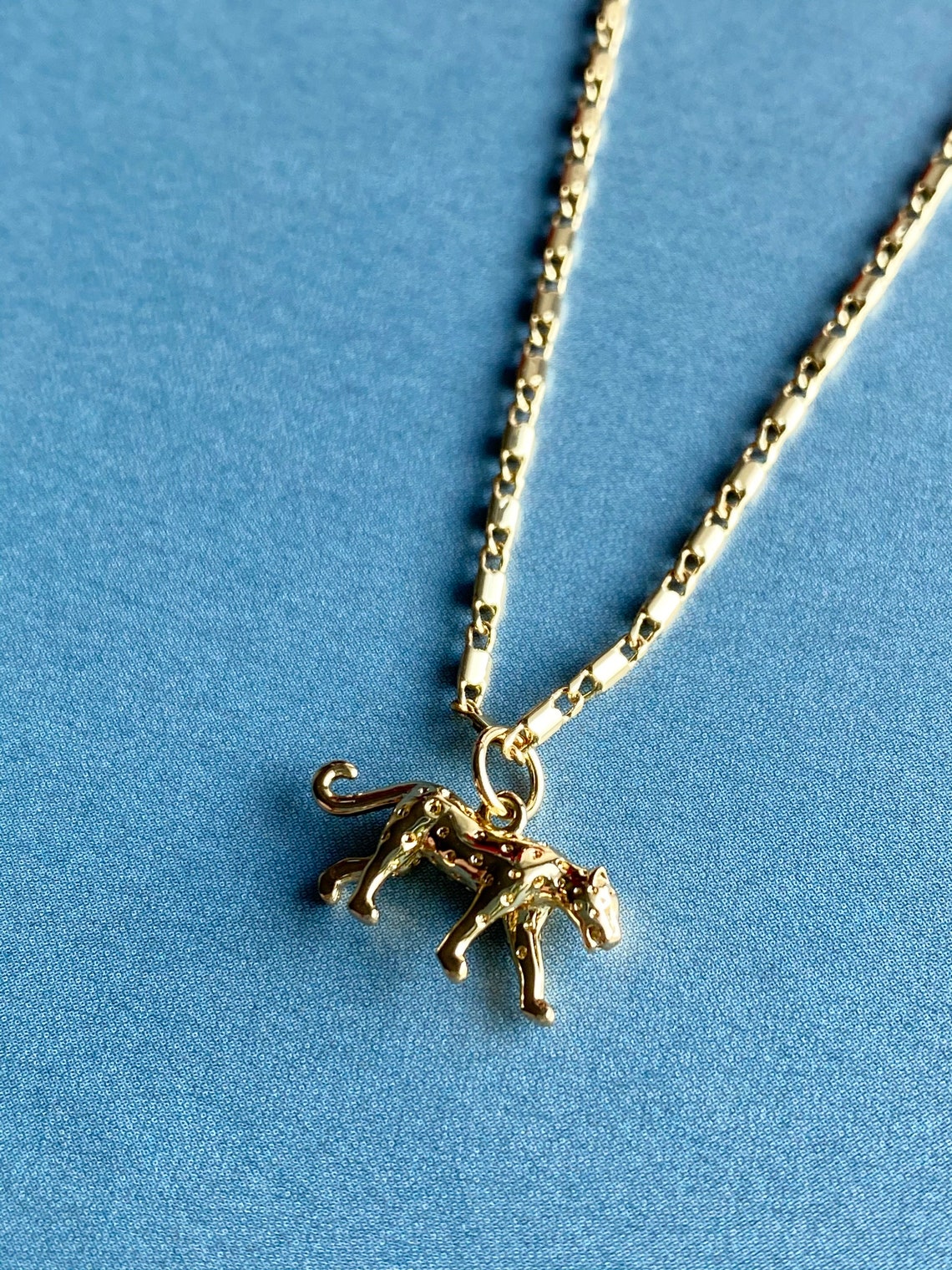 Wild cat chain choker leopard jaguar boho gold necklace Etsy