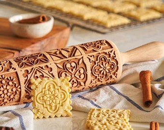 Rolling Pin Engraved Rolling Pin Embossing rolling pin Wooden Rolling pin STRAWBERRY pattern