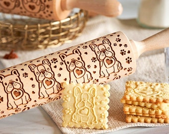 Roller with Your Patter American Eskimo Dog Small Rolling Pin for Cookies with Dog/'s Head Engraved Rolling-pin Embossing Rolling Pin
