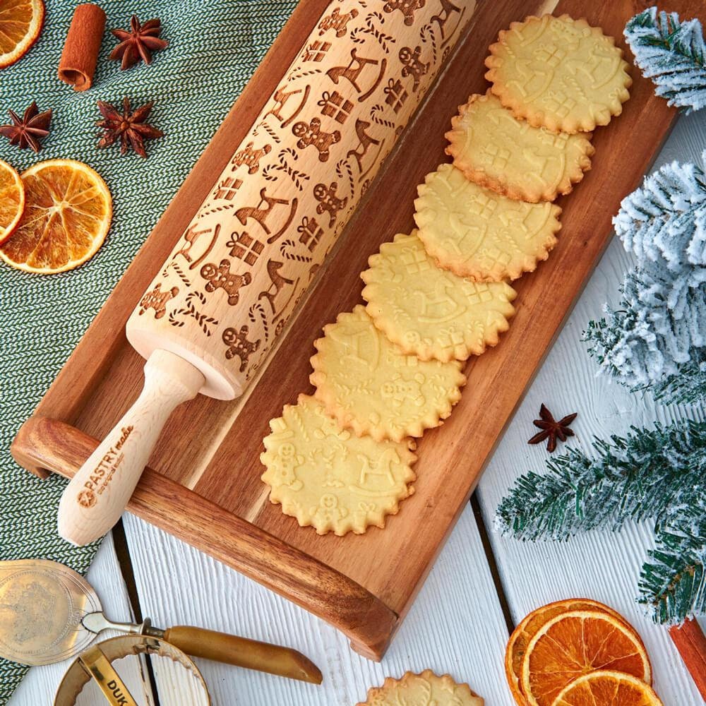 GINGERBREAD rolling pin embossing rolling pin engraved | Etsy
