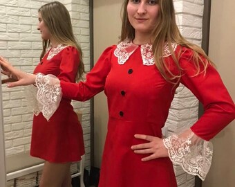 Women Sabrina Spellman Red Dress Coat Costume Teenage Switch Halloween Cosplay