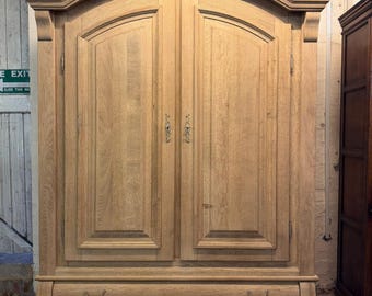 French Bleached Country Oak Armoire/Housekeepers Cupboard Circa 1930