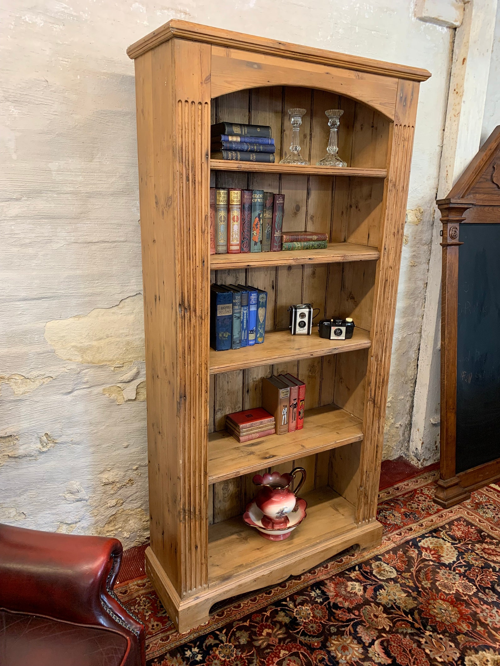 Tall Open Pine Bookcase With Five Shelves Etsy