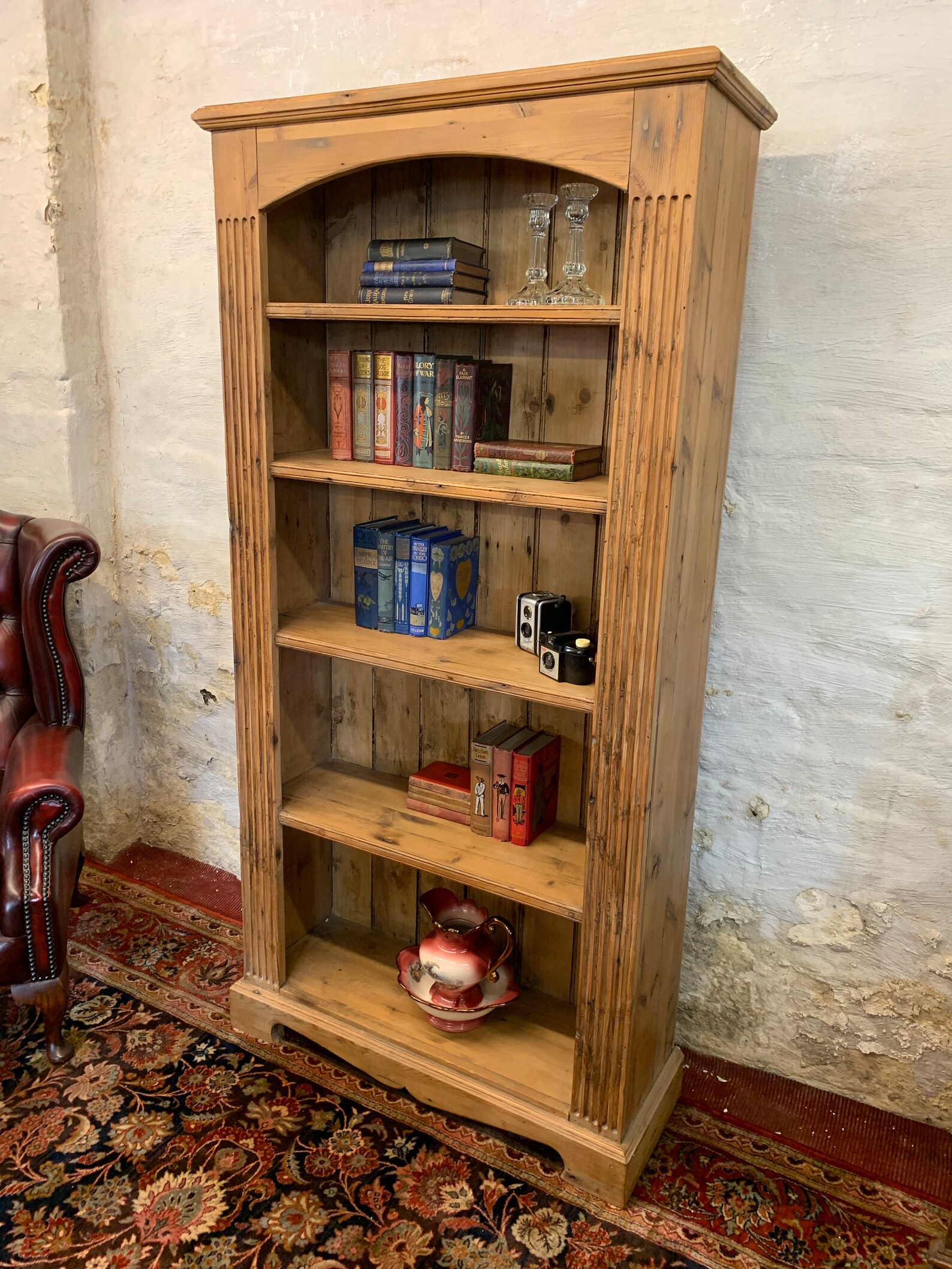 Tall Open Pine Bookcase With Five Shelves Etsy