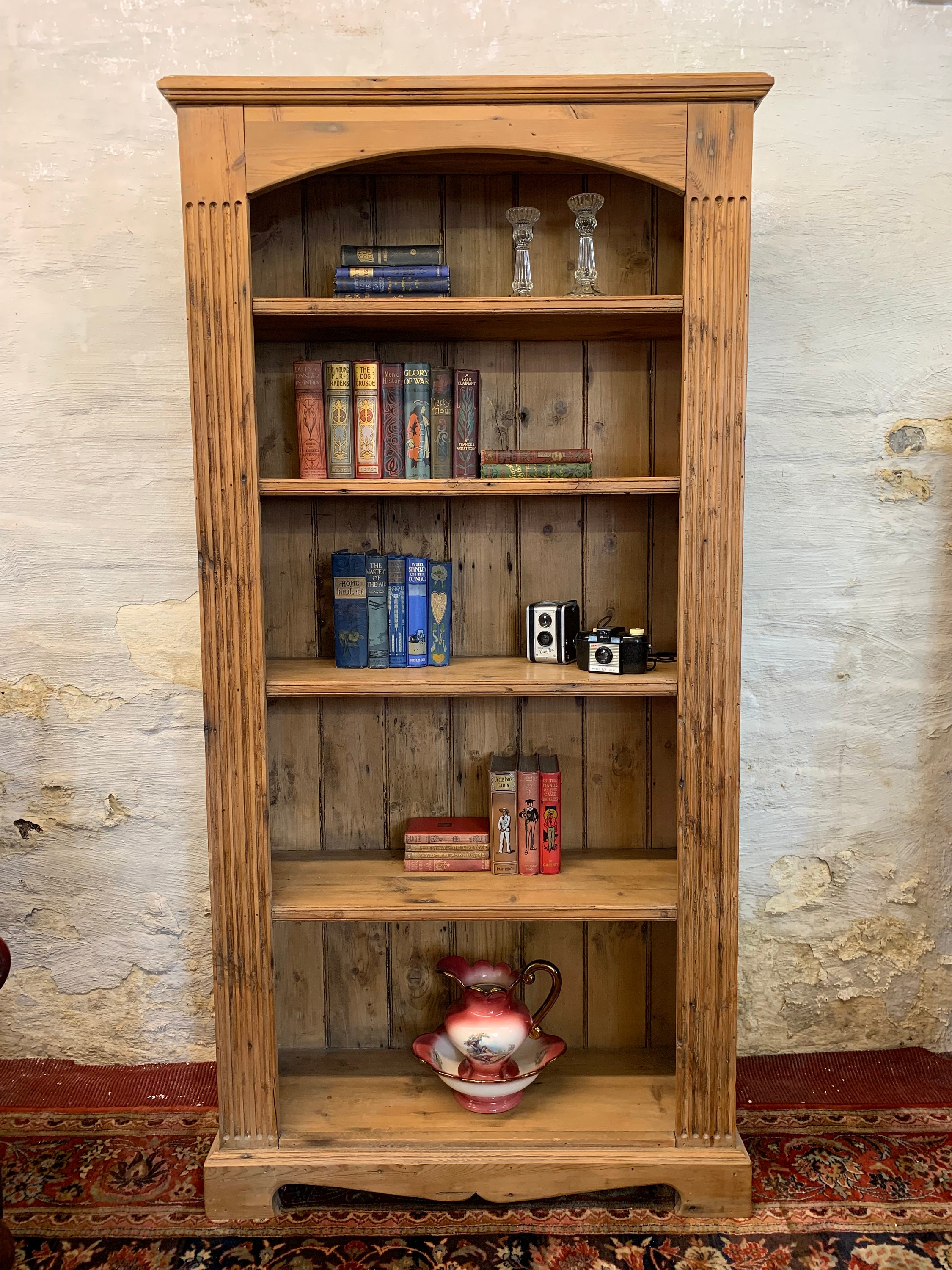 Tall Open Pine Bookcase With Five Shelves Etsy