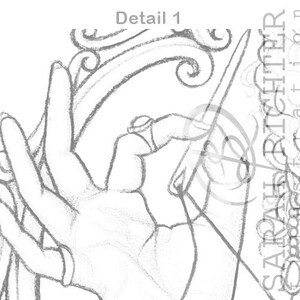 May include: A close-up of a hand holding a pencil, with a decorative design in the background. The pencil is being used to draw a detailed design.