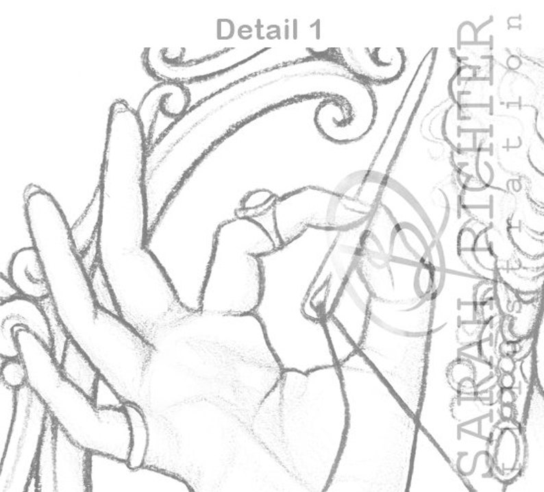 May include: A close-up of a hand holding a pencil, with a decorative design in the background. The pencil is being used to draw a detailed design.