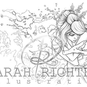 A winters Tale Greyscale and Line Art Coloring Page Pack Printable PDF by Sarah Richter image 4