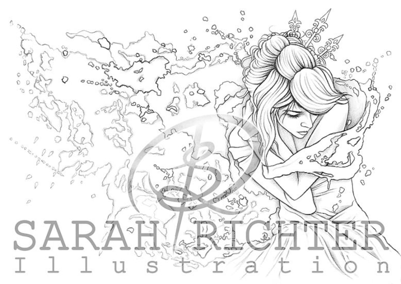 A winters Tale Greyscale and Line Art Coloring Page Pack Printable PDF by Sarah Richter image 4
