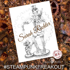 Violet Steampunk Coloring Page printable pdf by Sarah Richter