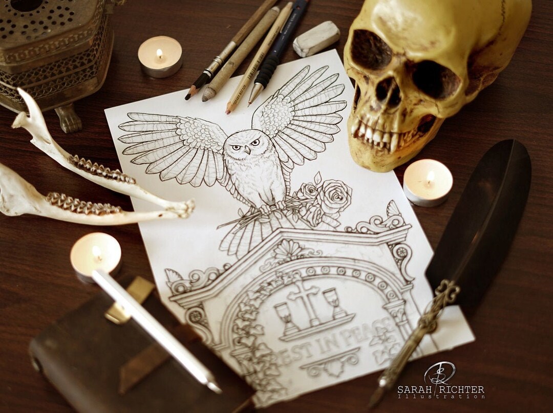 Rest in Peace Coloring Page Printable Pdf by Sarah Richter - Etsy Canada