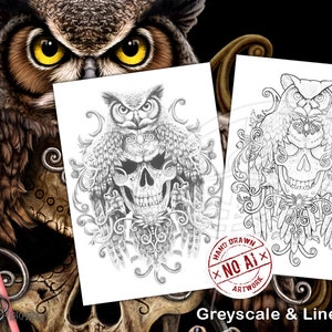 Wisdom of the Dead Greyscale and Line Art Coloring Page Pack Printable PDF by Sarah Richter