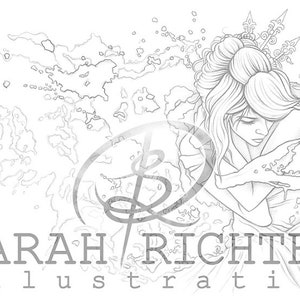 A winters Tale Greyscale and Line Art Coloring Page Pack Printable PDF by Sarah Richter image 3