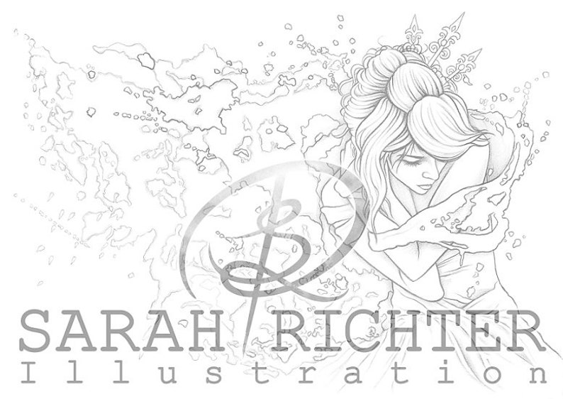 A winters Tale Greyscale and Line Art Coloring Page Pack Printable PDF by Sarah Richter image 3