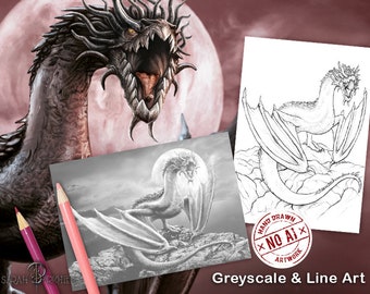 Darius Greyscale and Line Art Coloring Page Pack Printable PDF by Sarah Richter