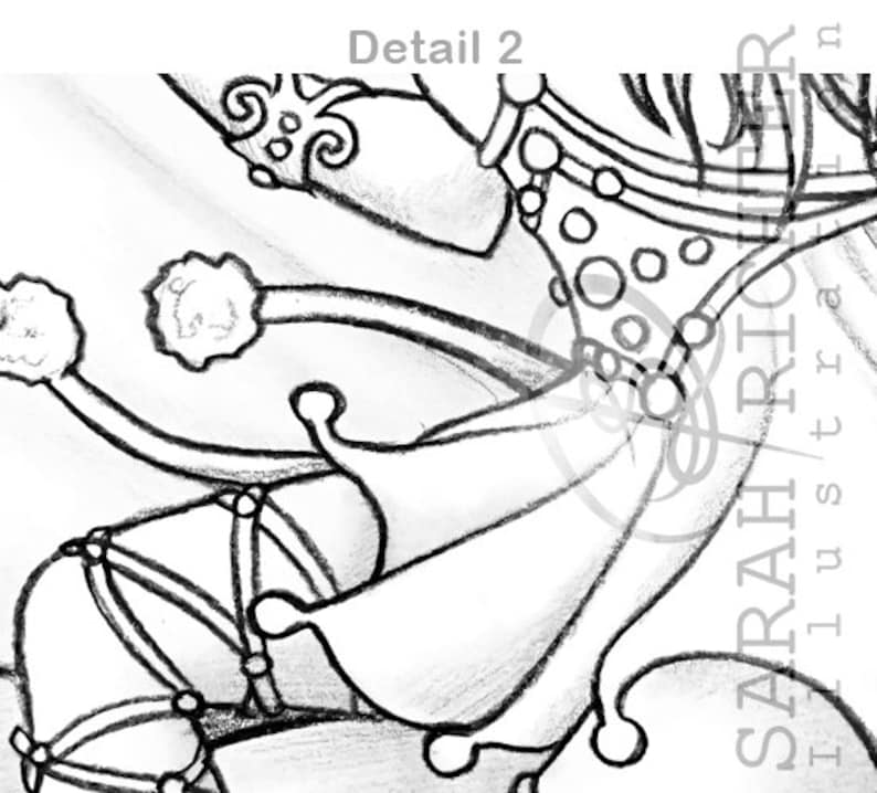 Faebruary2020 Elvina Coloring Page Fairy Fantasy / Printable fantasy Colouring pages for adults by Sarah Richter image 6