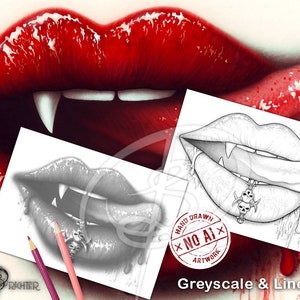 Kiss Me Greyscale and Line Art Coloring Page Pack Printable PDF by Sarah Richter