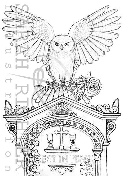 Rest in Peace Coloring Page Printable Pdf by Sarah Richter | Etsy