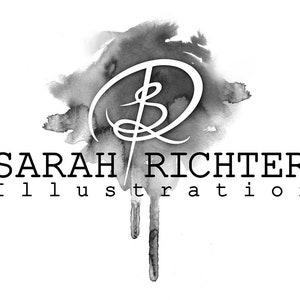 May include: Black and white logo with the text "SARAH RICHTER Illustration" and a stylized letter "R" with a flourish.
