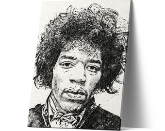 JIMI HENDRIX CANVAS PICTURE PRINT SKETCH WALL ART FREE FAST DELIVERY