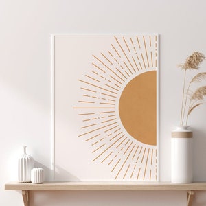 Abstract Sun Rays Art Print, Mid Century Modern Printable Art, Boho ...