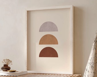 Geometric Minimalist Blush And Rust Printable Wall Art, Neutral Wall Art, Mid Century Modern Print, Abstract art poster, Boho Decor, Digital