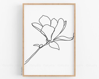 Flower Line Art, Minimalist Flower Drawing, One Line Drawing. Download the files and print from home.