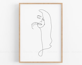 Single Line Art Female Print, One Line Drawing, Printable line art, Woman Face Drawing, Minimalist Line Art, Abstract Woman Print, Poster