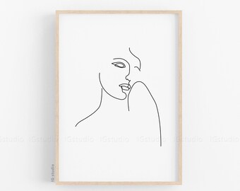 Single Line Art Print, Woman One Line Drawing, Printable line art, Abstract Woman print, Minimalist Line Art Poster, Female face