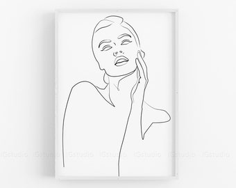 Single Line Art Female Print, One Line Drawing, Printable line art, Woman Face Drawing, Minimalist Line Art, Abstract Woman Print, Poster