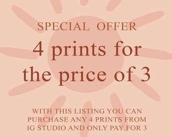 SPECIAL OFFER, Line Art Printable Décor, 4 for 3 Prints, Scandinavian Boho Minimalist Poster, Large Wall Art
