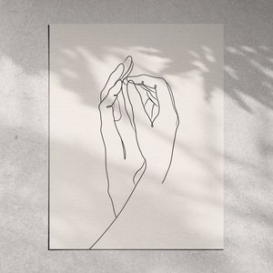Holding Hands Line Art, Line Drawing Print, Downloadable Prints, Printable Wall Art, Minimal printable hand poster, Couple hands print