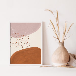 Abstract Shapes Art Print, Burnt Orange Blush Pink Abstract Wall Art, Mid Century Modern Art Print, Minimalist Print, Boho Printable Art