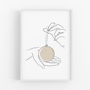 Christmas Printable Line Art, One Line Drawing Ball, Christmas Pendant Print, Winter Home Decor, Xmas Decorations, Christmas Minimalist Art
