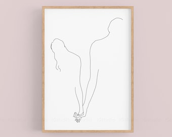 One Line Couple Drawing, Holding Hands Art Printable, Single Line Art, Line Drawing Print, Minimalist Line Art, Black and White Wall Poster