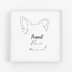 Pet Ears Custom Line Drawing, Custom Pet Line Art,  Custom tattoo pet, Custom Dog Portrait From Photo, Ear line personalized custom design
