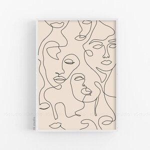 Abstract Line Art Face Print, Woman One Line Drawing, Printable Line Art, Single Line, Minimalist Line Art Poster, Continuous line, Female