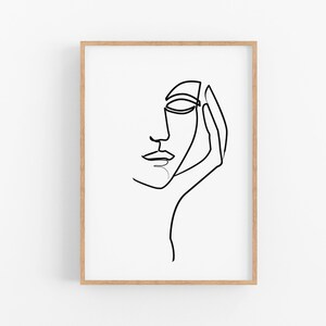 Face Single Line Art Print, Woman One Line Drawing, Printable Wall Art, Abstract Woman print, Minimalist Line Art Poster, Female face sketch