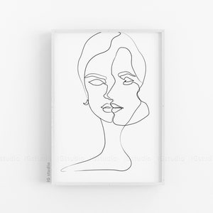 Abstract Line Art Face Print Woman One Line Drawing Etsy
