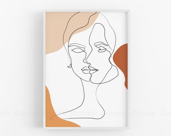 Faces Single Line, Woman One Line Drawing, Printable Line Art, Abstract Print, Minimalist Line Art Poster, Continuous line, Female face