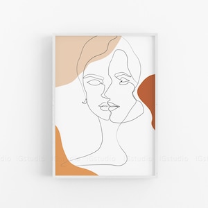 Faces Single Line, Woman One Line Drawing, Printable Line Art, Abstract Print, Minimalist Line Art Poster, Continuous line, Female face