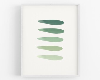 Brush Strokes Printable Art Wall, Sage Green Wall Art, Minimalist Poster, Green Colors Boho Decor Print, Abstract Watercolor Strokes