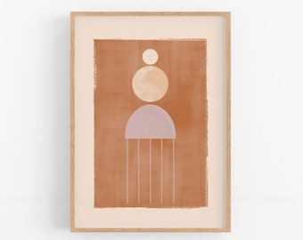 Geometric printable Neutral wall art Mid century Modern art print Minimalist print Boho decor Abstract Burnt Orange art Downloadable prints
